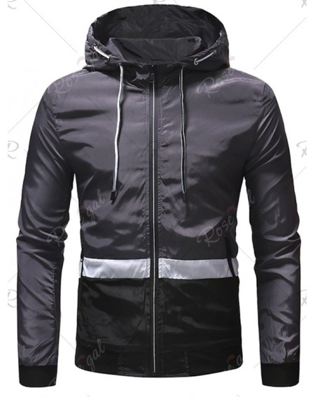 Contract Color Drawstring Hooded Jacket - Xs