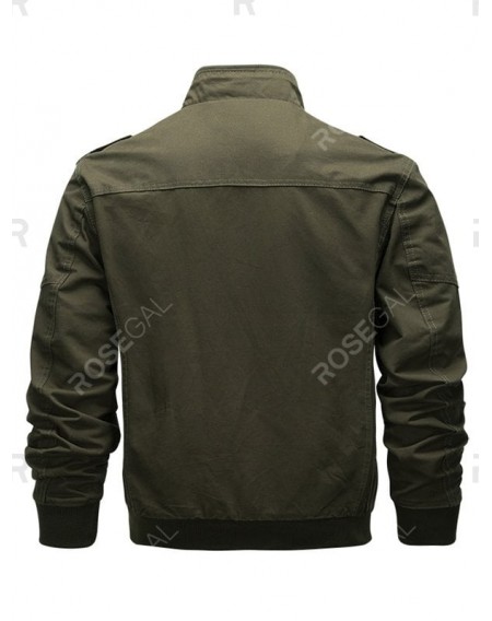 Casual Solid Color Zipper Jacket - 2xl