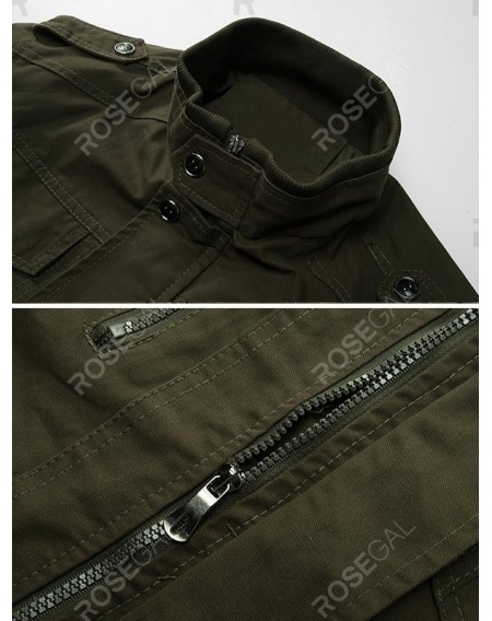Casual Solid Color Zipper Jacket - 2xl