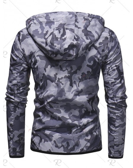 Camouflage Pattern Zip Fly Hooded Jacket - Xs