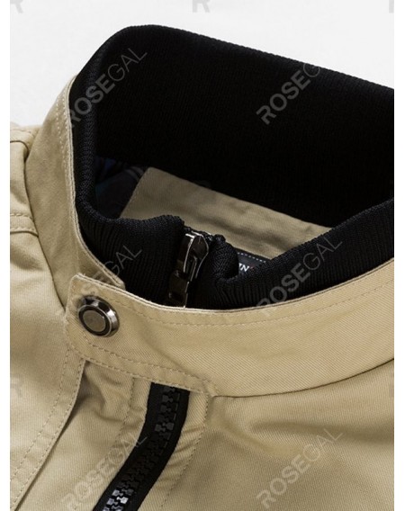 Multi Pocket Stand Collar Jacket - S