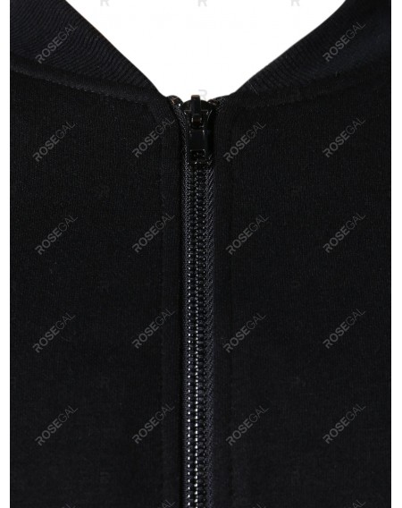 PU Leather Panel Zip Up Jacket - Xl