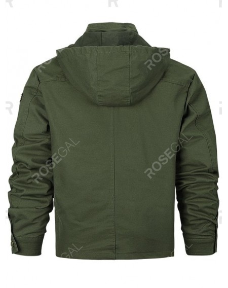 Multi Pocket Detachable Hooded Military Jacket - S